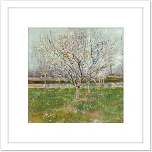 Artery8 Vincent Van Gogh Orchard In Blossom Plum Trees 8X8 Inch Square Wooden Framed Wall Art Print Picture with Mount in White White Artery8 Vincent Van Gogh Orchard In Blossom Plum Trees 8X8 Inch Square Wooden Framed Wall Art Print Picture with Mount in White White