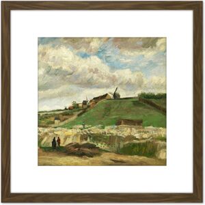 Artery8 Vincent Van Gogh The Hill Of Montmartre With Stone Quarry 8X8 Inch Square Wooden Framed Wall Art Print Picture with Mount in Brown Brown Artery8 Vincent Van Gogh The Hill Of Montmartre With Stone Quarry 8X8 Inch Square Wooden Framed Wall Art Print Picture with Mount in Brown Brown