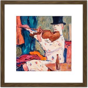 Artery8 Von Hennigs Clown Playing Violin Painting 8X8 Inch Square Wooden Framed Wall Art Print Picture with Mount in Brown Brown Artery8 Von Hennigs Clown Playing Violin Painting 8X8 Inch Square Wooden Framed Wall Art Print Picture with Mount in Brown Brown