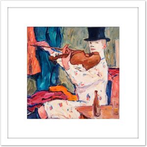 Artery8 Von Hennigs Clown Playing Violin Painting 8X8 Inch Square Wooden Framed Wall Art Print Picture with Mount in White White Artery8 Von Hennigs Clown Playing Violin Painting 8X8 Inch Square Wooden Framed Wall Art Print Picture with Mount in White White