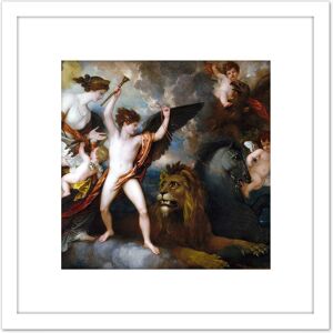 Artery8 West Power Love Three Elements Painting 8X8 Inch Square Wooden Framed Wall Art Print Picture with Mount in White White Artery8 West Power Love Three Elements Painting 8X8 Inch Square Wooden Framed Wall Art Print Picture with Mount in White White