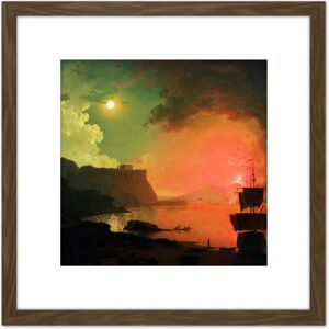 Artery8 Wright Derby Volcano Vesuvius Posillipo Painting 8X8 Inch Square Wooden Framed Wall Art Print Picture with Mount in Brown Brown Artery8 Wright Derby Volcano Vesuvius Posillipo Painting 8X8 Inch Square Wooden Framed Wall Art Print Picture with Mount in Brown Brown