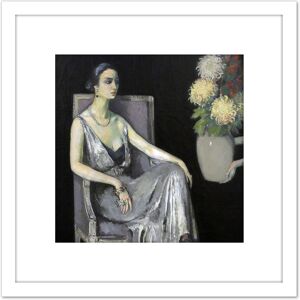 Artery8 Van Dongen Sphinx Renee Maha Chrysanthemum Painting 8X8 Inch Square Wooden Framed Wall Art Print Picture with Mount in White White Artery8 Van Dongen Sphinx Renee Maha Chrysanthemum Painting 8X8 Inch Square Wooden Framed Wall Art Print Picture with Mount in White White