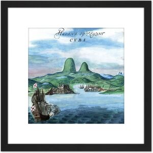 Artery8 Vingboons Havana Cuba 1639 Landscape Painting 8X8 Inch Square Wooden Framed Wall Art Print Picture with Mount in Black Black Artery8 Vingboons Havana Cuba 1639 Landscape Painting 8X8 Inch Square Wooden Framed Wall Art Print Picture with Mount in Black Black