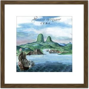 Artery8 Vingboons Havana Cuba 1639 Landscape Painting 8X8 Inch Square Wooden Framed Wall Art Print Picture with Mount in Brown Brown Artery8 Vingboons Havana Cuba 1639 Landscape Painting 8X8 Inch Square Wooden Framed Wall Art Print Picture with Mount in Brown Brown