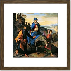 Artery8 Von Carolsfeld Flightto Egypt Biblical Painting 8X8 Inch Square Wooden Framed Wall Art Print Picture with Mount in Brown Brown Artery8 Von Carolsfeld Flightto Egypt Biblical Painting 8X8 Inch Square Wooden Framed Wall Art Print Picture with Mount in Brown Brown