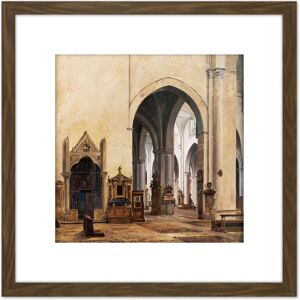 Artery8 Hansen Interior St Maria Minerva Rome Painting 8X8 Inch Square Wooden Framed Wall Art Print Picture with Mount in Brown Brown Artery8 Hansen Interior St Maria Minerva Rome Painting 8X8 Inch Square Wooden Framed Wall Art Print Picture with Mount in Brown Brown