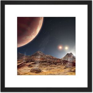 Artery8 Space NASA Triple Star System HD188753 Sunset Concept 8X8 Inch Square Wooden Framed Wall Art Print Picture with Mount in Black Black Artery8 Space NASA Triple Star System HD188753 Sunset Concept 8X8 Inch Square Wooden Framed Wall Art Print Picture with Mount in Black Black