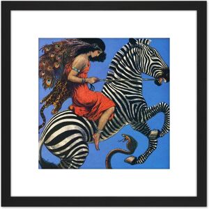 Artery8 Benda Woman Riding Zebra Snake Painting 8X8 Inch Square Wooden Framed Wall Art Print Picture with Mount in Black Black Artery8 Benda Woman Riding Zebra Snake Painting 8X8 Inch Square Wooden Framed Wall Art Print Picture with Mount in Black Black