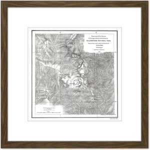 Artery8 Hayden 1871 Yellowstone National Park USA Map 8X8 Inch Square Wooden Framed Wall Art Print Picture with Mount in Brown Brown Artery8 Hayden 1871 Yellowstone National Park USA Map 8X8 Inch Square Wooden Framed Wall Art Print Picture with Mount in Brown Brown
