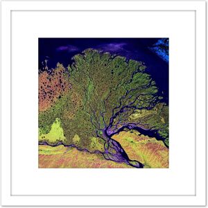 Artery8 Landsat Satellite Lena River Delta Photo 8X8 Inch Square Wooden Framed Wall Art Print Picture with Mount in White White Artery8 Landsat Satellite Lena River Delta Photo 8X8 Inch Square Wooden Framed Wall Art Print Picture with Mount in White White