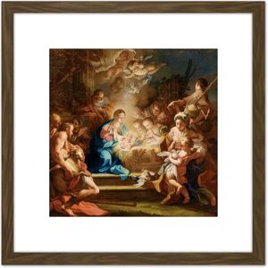 Artery8 Conca Adoration Shepherds Biblical Nativity Painting 8X8 Inch Square Wooden Framed Wall Art Print Picture with Mount in Brown Brown Artery8 Conca Adoration Shepherds Biblical Nativity Painting 8X8 Inch Square Wooden Framed Wall Art Print Picture with Mount in Brown Brown