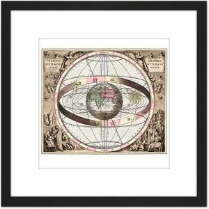 Artery8 Map Keller 1708 Cosmic System Pictorial Earth World 8X8 Inch Square Wooden Framed Wall Art Print Picture with Mount in Black Black Artery8 Map Keller 1708 Cosmic System Pictorial Earth World 8X8 Inch Square Wooden Framed Wall Art Print Picture with Mount in Black Black