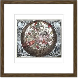 Artery8 Map Keller 1708 Hemisphere Star Constellations World 8X8 Inch Square Wooden Framed Wall Art Print Picture with Mount in Brown Brown Artery8 Map Keller 1708 Hemisphere Star Constellations World 8X8 Inch Square Wooden Framed Wall Art Print Picture with Mount in Brown Brown