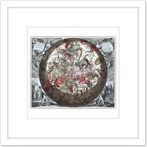 Artery8 Map Keller 1708 Hemisphere Star Constellations World 8X8 Inch Square Wooden Framed Wall Art Print Picture with Mount in White White Artery8 Map Keller 1708 Hemisphere Star Constellations World 8X8 Inch Square Wooden Framed Wall Art Print Picture with Mount in White White