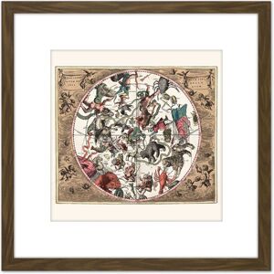 Artery8 Map Keller 1708 Star Constellations Space Pictorial 8X8 Inch Square Wooden Framed Wall Art Print Picture with Mount in Brown Brown Artery8 Map Keller 1708 Star Constellations Space Pictorial 8X8 Inch Square Wooden Framed Wall Art Print Picture with Mount in Brown Brown