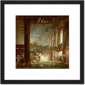 Artery8 Robert Hermit Praying Ruins Roman Temple Painting 8X8 Inch Square Wooden Framed Wall Art Print Picture with Mount in Black Black Artery8 Robert Hermit Praying Ruins Roman Temple Painting 8X8 Inch Square Wooden Framed Wall Art Print Picture with Mount in Black Black