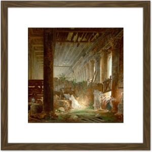 Artery8 Robert Hermit Praying Ruins Roman Temple Painting 8X8 Inch Square Wooden Framed Wall Art Print Picture with Mount in Brown Brown Artery8 Robert Hermit Praying Ruins Roman Temple Painting 8X8 Inch Square Wooden Framed Wall Art Print Picture with Mount in Brown Brown
