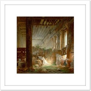 Artery8 Robert Hermit Praying Ruins Roman Temple Painting 8X8 Inch Square Wooden Framed Wall Art Print Picture with Mount in White White Artery8 Robert Hermit Praying Ruins Roman Temple Painting 8X8 Inch Square Wooden Framed Wall Art Print Picture with Mount in White White