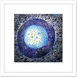 Artery8 Ei-Kyu Dawn Spheres Planet Abstract Painting 8X8 Inch Square Wooden Framed Wall Art Print Picture with Mount in White White Artery8 Ei-Kyu Dawn Spheres Planet Abstract Painting 8X8 Inch Square Wooden Framed Wall Art Print Picture with Mount in White White