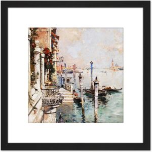 Artery8 Unterberger Venice Grand Canal San Giorgio Painting 8X8 Inch Square Wooden Framed Wall Art Print Picture with Mount in Black Black Artery8 Unterberger Venice Grand Canal San Giorgio Painting 8X8 Inch Square Wooden Framed Wall Art Print Picture with Mount in Black Black