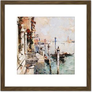 Artery8 Unterberger Venice Grand Canal San Giorgio Painting 8X8 Inch Square Wooden Framed Wall Art Print Picture with Mount in Brown Brown Artery8 Unterberger Venice Grand Canal San Giorgio Painting 8X8 Inch Square Wooden Framed Wall Art Print Picture with Mount in Brown Brown