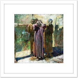 Artery8 Ge Christ Golgotha Condemned Biblical Painting 8X8 Inch Square Wooden Framed Wall Art Print Picture with Mount in White White Artery8 Ge Christ Golgotha Condemned Biblical Painting 8X8 Inch Square Wooden Framed Wall Art Print Picture with Mount in White White