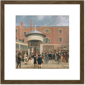 Artery8 Pollard Epsom Races Settling Day Painting 8X8 Inch Square Wooden Framed Wall Art Print Picture with Mount in Brown Brown Artery8 Pollard Epsom Races Settling Day Painting 8X8 Inch Square Wooden Framed Wall Art Print Picture with Mount in Brown Brown