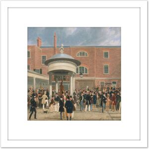 Artery8 Pollard Epsom Races Settling Day Painting 8X8 Inch Square Wooden Framed Wall Art Print Picture with Mount in White White Artery8 Pollard Epsom Races Settling Day Painting 8X8 Inch Square Wooden Framed Wall Art Print Picture with Mount in White White