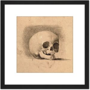 Artery8 Landseer Human Skull Anatomy Front View Drawing 8X8 Inch Square Wooden Framed Wall Art Print Picture with Mount in Black Black Artery8 Landseer Human Skull Anatomy Front View Drawing 8X8 Inch Square Wooden Framed Wall Art Print Picture with Mount in Black Black