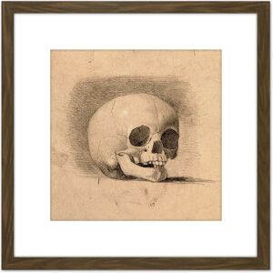 Artery8 Landseer Human Skull Anatomy Front View Drawing 8X8 Inch Square Wooden Framed Wall Art Print Picture with Mount in Brown Brown Artery8 Landseer Human Skull Anatomy Front View Drawing 8X8 Inch Square Wooden Framed Wall Art Print Picture with Mount in Brown Brown