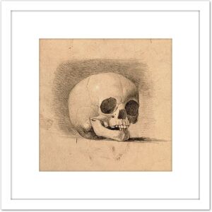 Artery8 Landseer Human Skull Anatomy Front View Drawing 8X8 Inch Square Wooden Framed Wall Art Print Picture with Mount in White White Artery8 Landseer Human Skull Anatomy Front View Drawing 8X8 Inch Square Wooden Framed Wall Art Print Picture with Mount in White White