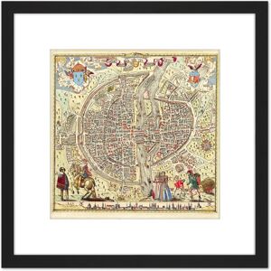 Artery8 Map Rossingol 1576 Paris City Plan Pictorial 8X8 Inch Square Wooden Framed Wall Art Print Picture with Mount in Black Black Artery8 Map Rossingol 1576 Paris City Plan Pictorial 8X8 Inch Square Wooden Framed Wall Art Print Picture with Mount in Black Black