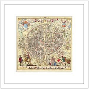 Artery8 Map Rossingol 1576 Paris City Plan Pictorial 8X8 Inch Square Wooden Framed Wall Art Print Picture with Mount in White White Artery8 Map Rossingol 1576 Paris City Plan Pictorial 8X8 Inch Square Wooden Framed Wall Art Print Picture with Mount in White White