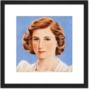 Artery8 Timym Portrait UK Princess Margaret Painting 8X8 Inch Square Wooden Framed Wall Art Print Picture with Mount in Black Black Artery8 Timym Portrait UK Princess Margaret Painting 8X8 Inch Square Wooden Framed Wall Art Print Picture with Mount in Black Black