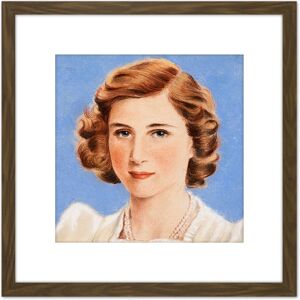 Artery8 Timym Portrait UK Princess Margaret Painting 8X8 Inch Square Wooden Framed Wall Art Print Picture with Mount in Brown Brown Artery8 Timym Portrait UK Princess Margaret Painting 8X8 Inch Square Wooden Framed Wall Art Print Picture with Mount in Brown Brown