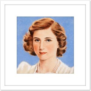 Artery8 Timym Portrait UK Princess Margaret Painting 8X8 Inch Square Wooden Framed Wall Art Print Picture with Mount in White White Artery8 Timym Portrait UK Princess Margaret Painting 8X8 Inch Square Wooden Framed Wall Art Print Picture with Mount in White White
