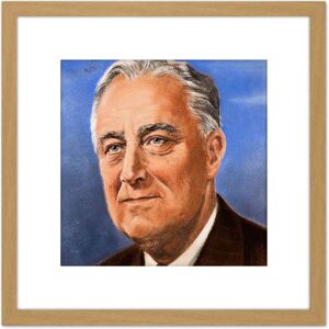 Artery8 Timym Portrait US President Franklin Roosevelt Painting 8X8 Inch Square Wooden Framed Wall Art Print Picture with Mount in Light Oak Light Oak Artery8 Timym Portrait US President Franklin Roosevelt Painting 8X8 Inch Square Wooden Framed Wall Art Print Picture with Mount in Light Oak Light Oak
