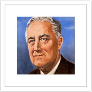 Artery8 Timym Portrait US President Franklin Roosevelt Painting 8X8 Inch Square Wooden Framed Wall Art Print Picture with Mount in White White Artery8 Timym Portrait US President Franklin Roosevelt Painting 8X8 Inch Square Wooden Framed Wall Art Print Picture with Mount in White White