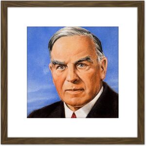 Artery8 Timym Portrait Canadian Prime Minister Mackenzie King Painting 8X8 Inch Square Wooden Framed Wall Art Print Picture with Mount in Brown Brown Artery8 Timym Portrait Canadian Prime Minister Mackenzie King Painting 8X8 Inch Square Wooden Framed Wall Art Print Picture with Mount in Brown Brown