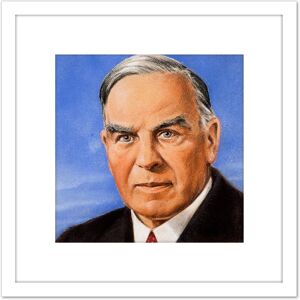 Artery8 Timym Portrait Canadian Prime Minister Mackenzie King Painting 8X8 Inch Square Wooden Framed Wall Art Print Picture with Mount in White White Artery8 Timym Portrait Canadian Prime Minister Mackenzie King Painting 8X8 Inch Square Wooden Framed Wall Art Print Picture with Mount in White White