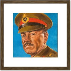 Artery8 Timym Portrait British General Harold Alexander Painting 8X8 Inch Square Wooden Framed Wall Art Print Picture with Mount in Brown Brown Artery8 Timym Portrait British General Harold Alexander Painting 8X8 Inch Square Wooden Framed Wall Art Print Picture with Mount in Brown Brown