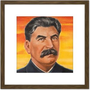 Artery8 Timym Portrait USSR Marshal Joseph Stalin Painting 8X8 Inch Square Wooden Framed Wall Art Print Picture with Mount in Brown Brown Artery8 Timym Portrait USSR Marshal Joseph Stalin Painting 8X8 Inch Square Wooden Framed Wall Art Print Picture with Mount in Brown Brown