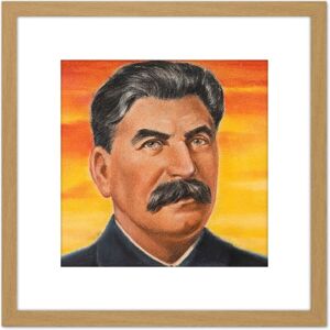 Artery8 Timym Portrait USSR Marshal Joseph Stalin Painting 8X8 Inch Square Wooden Framed Wall Art Print Picture with Mount in Light Oak Light Oak Artery8 Timym Portrait USSR Marshal Joseph Stalin Painting 8X8 Inch Square Wooden Framed Wall Art Print Picture with Mount in Light Oak Light Oak