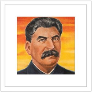 Artery8 Timym Portrait USSR Marshal Joseph Stalin Painting 8X8 Inch Square Wooden Framed Wall Art Print Picture with Mount in White White Artery8 Timym Portrait USSR Marshal Joseph Stalin Painting 8X8 Inch Square Wooden Framed Wall Art Print Picture with Mount in White White