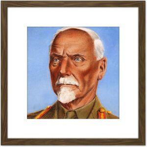 Artery8 Timym Portrait South African General Smuts Painting 8X8 Inch Square Wooden Framed Wall Art Print Picture with Mount in Brown Brown Artery8 Timym Portrait South African General Smuts Painting 8X8 Inch Square Wooden Framed Wall Art Print Picture with Mount in Brown Brown