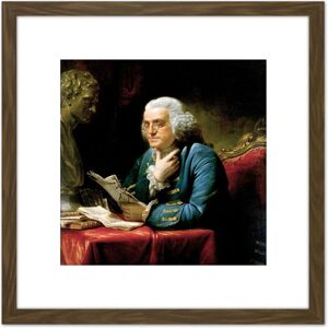 Artery8 Martin Portrait Founding Father Benjamin Franklin Painting 8X8 Inch Square Wooden Framed Wall Art Print Picture with Mount in Brown Brown Artery8 Martin Portrait Founding Father Benjamin Franklin Painting 8X8 Inch Square Wooden Framed Wall Art Print Picture with Mount in Brown Brown