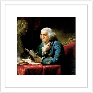 Artery8 Martin Portrait Founding Father Benjamin Franklin Painting 8X8 Inch Square Wooden Framed Wall Art Print Picture with Mount in White White Artery8 Martin Portrait Founding Father Benjamin Franklin Painting 8X8 Inch Square Wooden Framed Wall Art Print Picture with Mount in White White