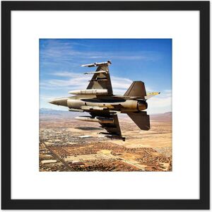 Artery8 Bloker Military USA F-16 Fighter Jet Over Las Vegas 8X8 Inch Square Wooden Framed Wall Art Print Picture with Mount in Black Black Artery8 Bloker Military USA F-16 Fighter Jet Over Las Vegas 8X8 Inch Square Wooden Framed Wall Art Print Picture with Mount in Black Black