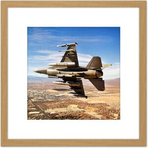 Artery8 Bloker Military USA F-16 Fighter Jet Over Las Vegas 8X8 Inch Square Wooden Framed Wall Art Print Picture with Mount in Light Oak Light Oak Artery8 Bloker Military USA F-16 Fighter Jet Over Las Vegas 8X8 Inch Square Wooden Framed Wall Art Print Picture with Mount in Light Oak Light Oak